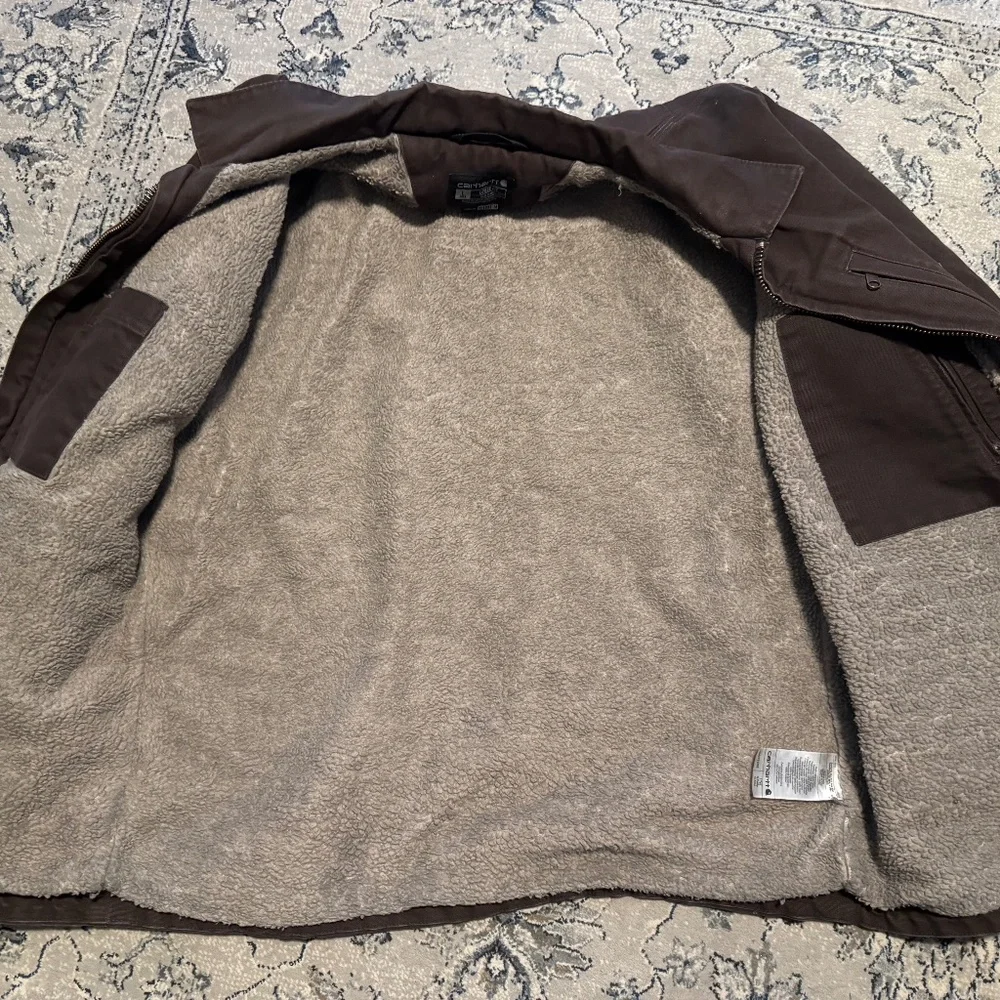 Carhartt Sherpa Lined Field Jacket Brown Washed Duck